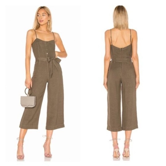 Rails Happer Jumpsuit Linen Blend in Olive Green - Picture 1 of 12